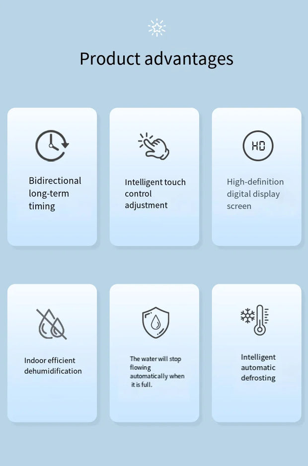Digital Dehumidifier with Self-Stop Water Full Indicator Touch Screen Control