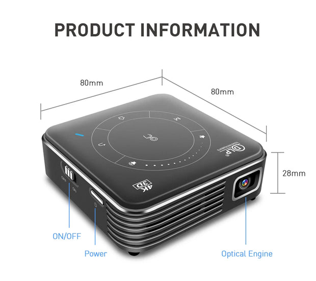 Mini Portable Projector 4K DLP  Android Smart Ceiling
