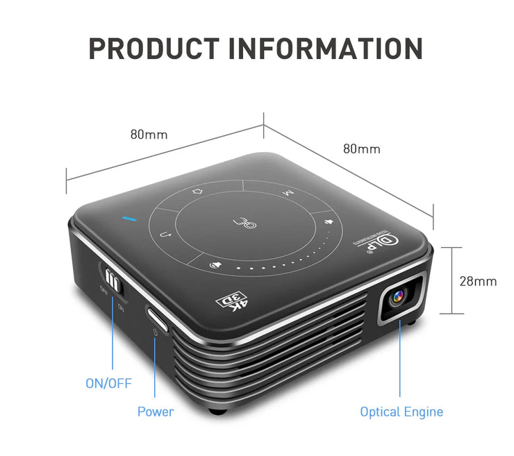 Mini Portable Projector 4K DLP  Android Smart Ceiling