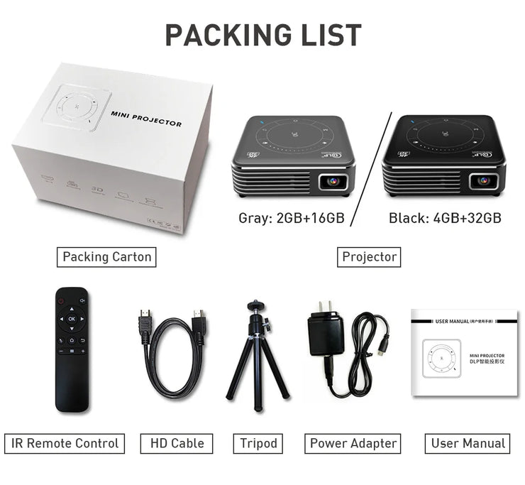 Mini Portable Projector 4K DLP  Android Smart Ceiling