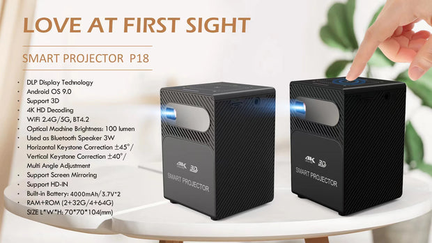 Mini Portable Projector 4K DLP  Android Smart Ceiling