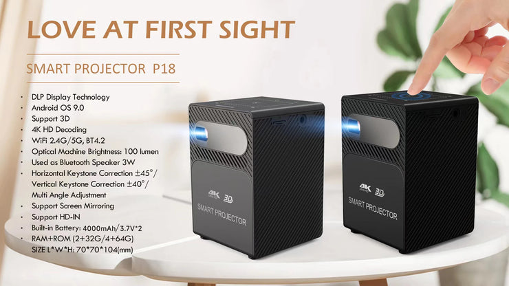 Mini Portable Projector 4K DLP  Android Smart Ceiling