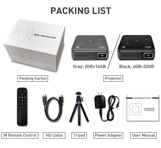 Mini Portable Projector 4K DLP  Android Smart Ceiling