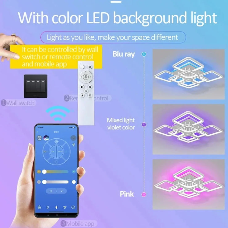 Modern Smart Ceiling Chandelier with RGB Lighting