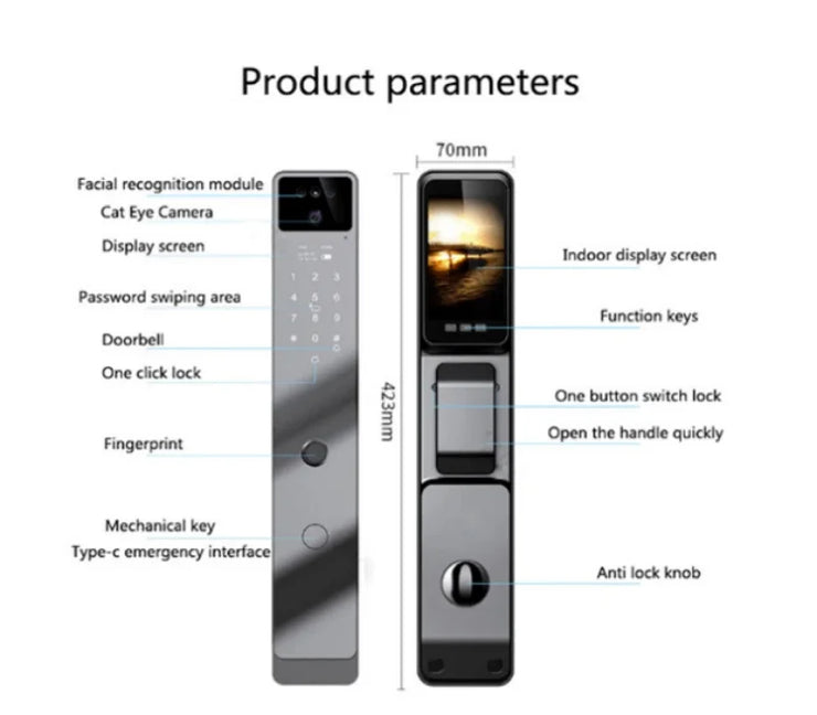 Smart Door Lock with Face ID  Keyless Home Security