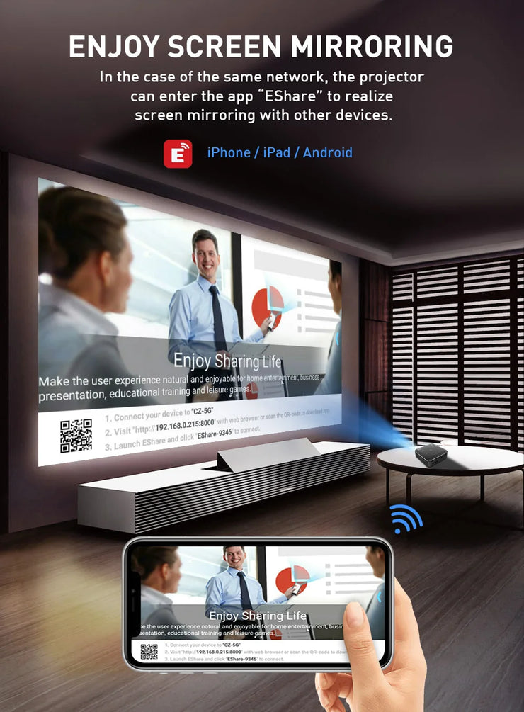 Mini Portable Projector 4K DLP  Android Smart Ceiling