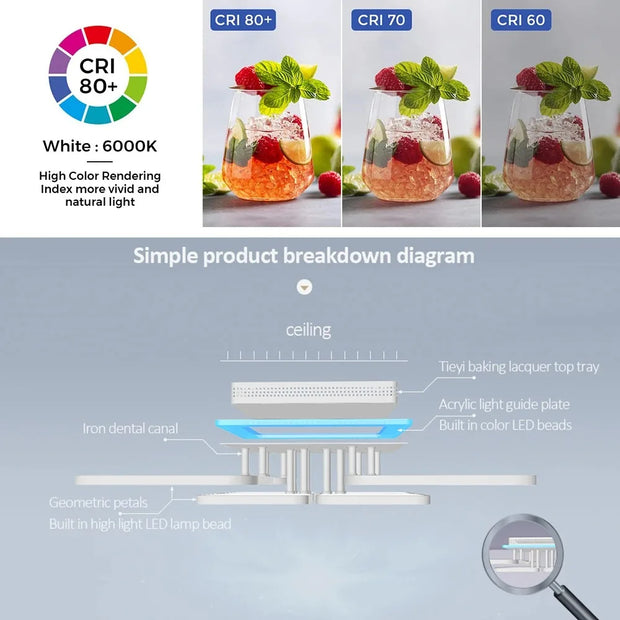 Modern Smart Ceiling Chandelier with RGB Lighting